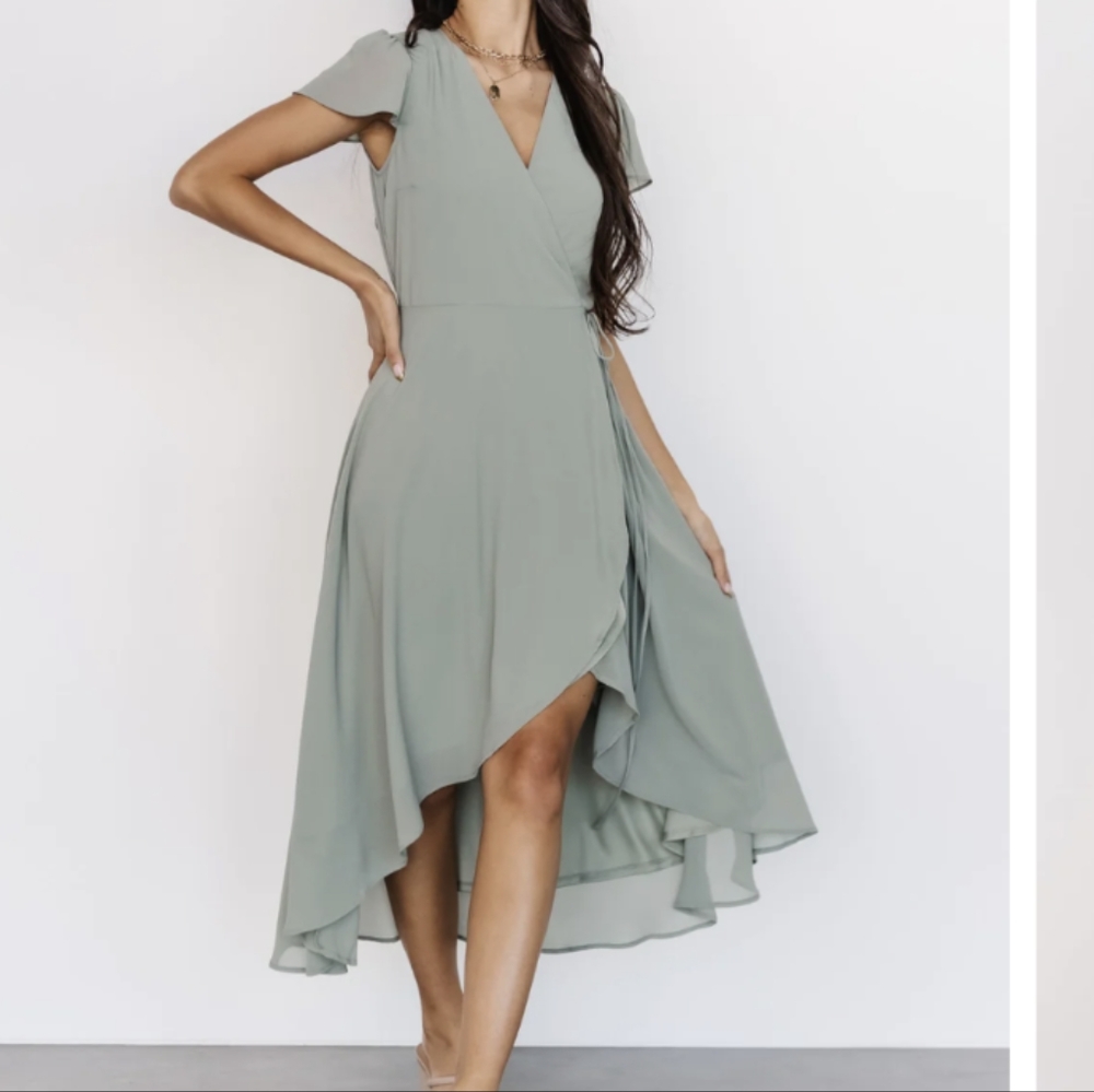 Baltic Born Bristol Midi Wrap Dress - Sage XL - Like New